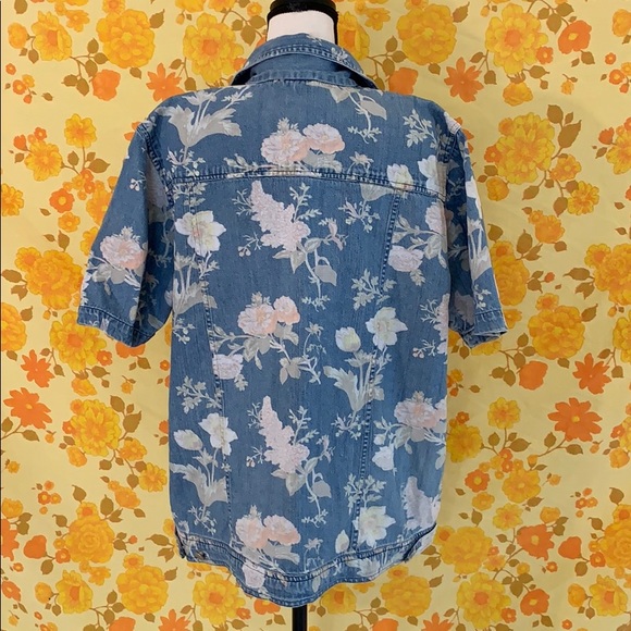 Fun True Vintage Floral Denim Button Down Jacket - Picture 7 of 12